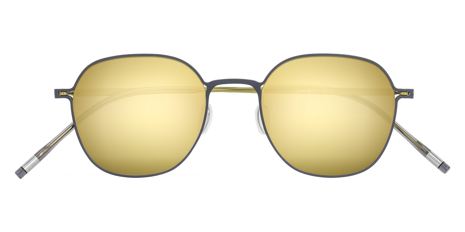 Folded Front of Lytle in Slate Blue/Olive with Gold Mirrored Lenses
