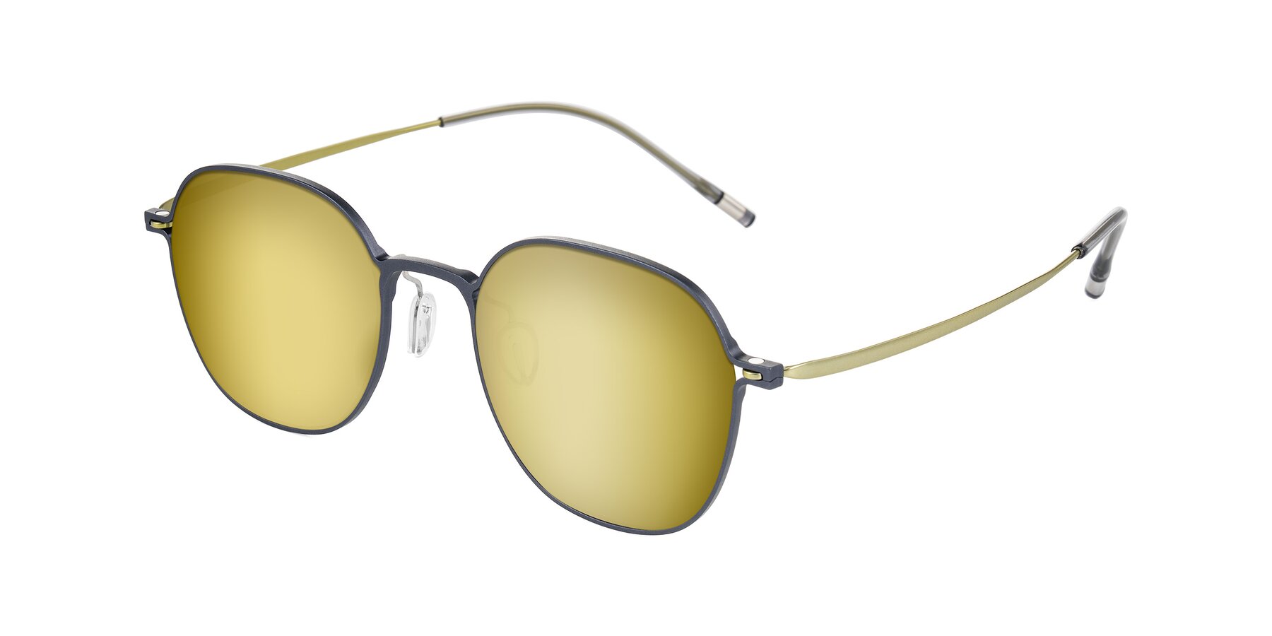 Angle of Lytle in Slate Blue/Olive with Gold Mirrored Lenses