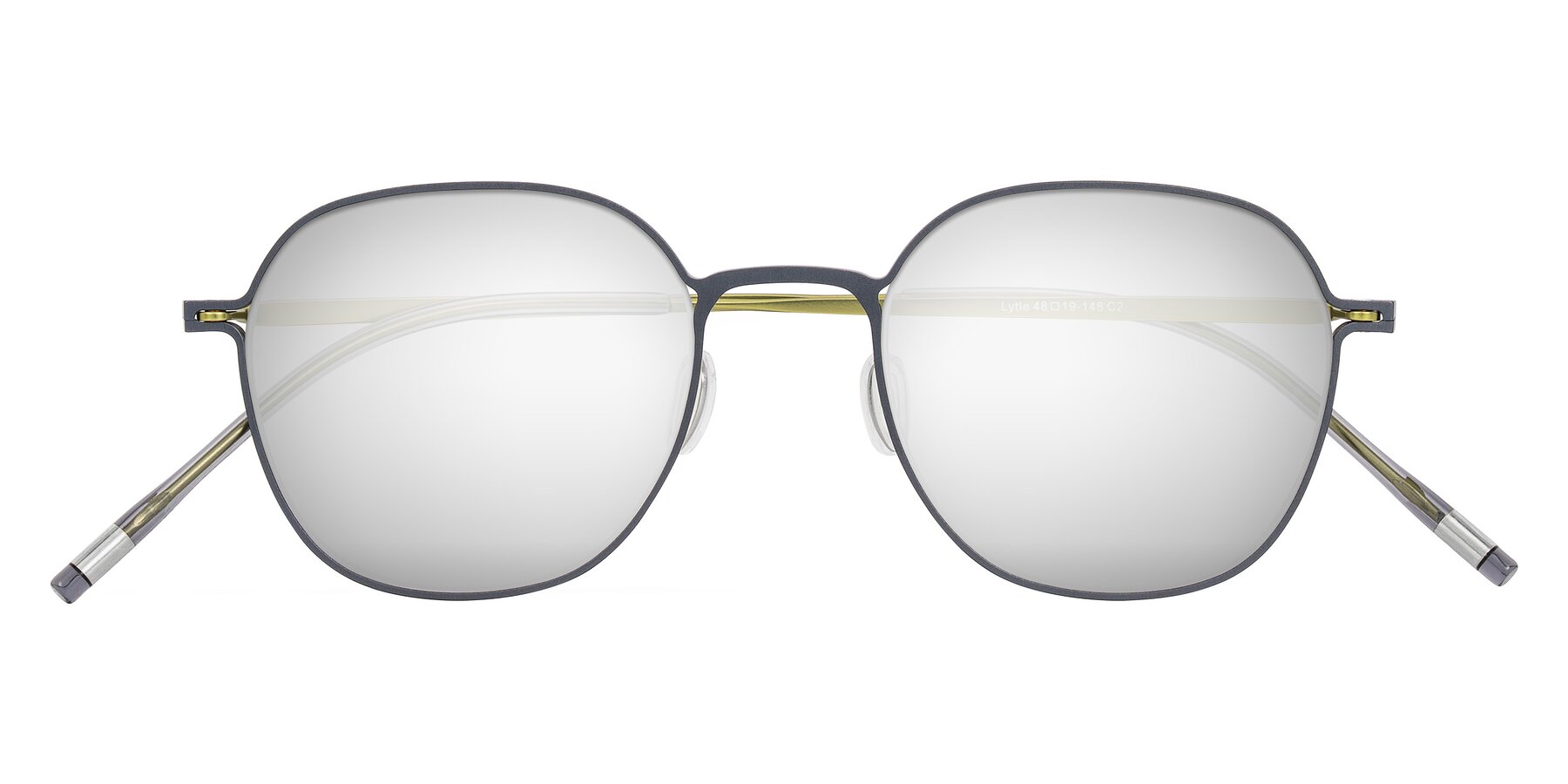 Folded Front of Lytle in Slate Blue/Olive with Silver Mirrored Lenses