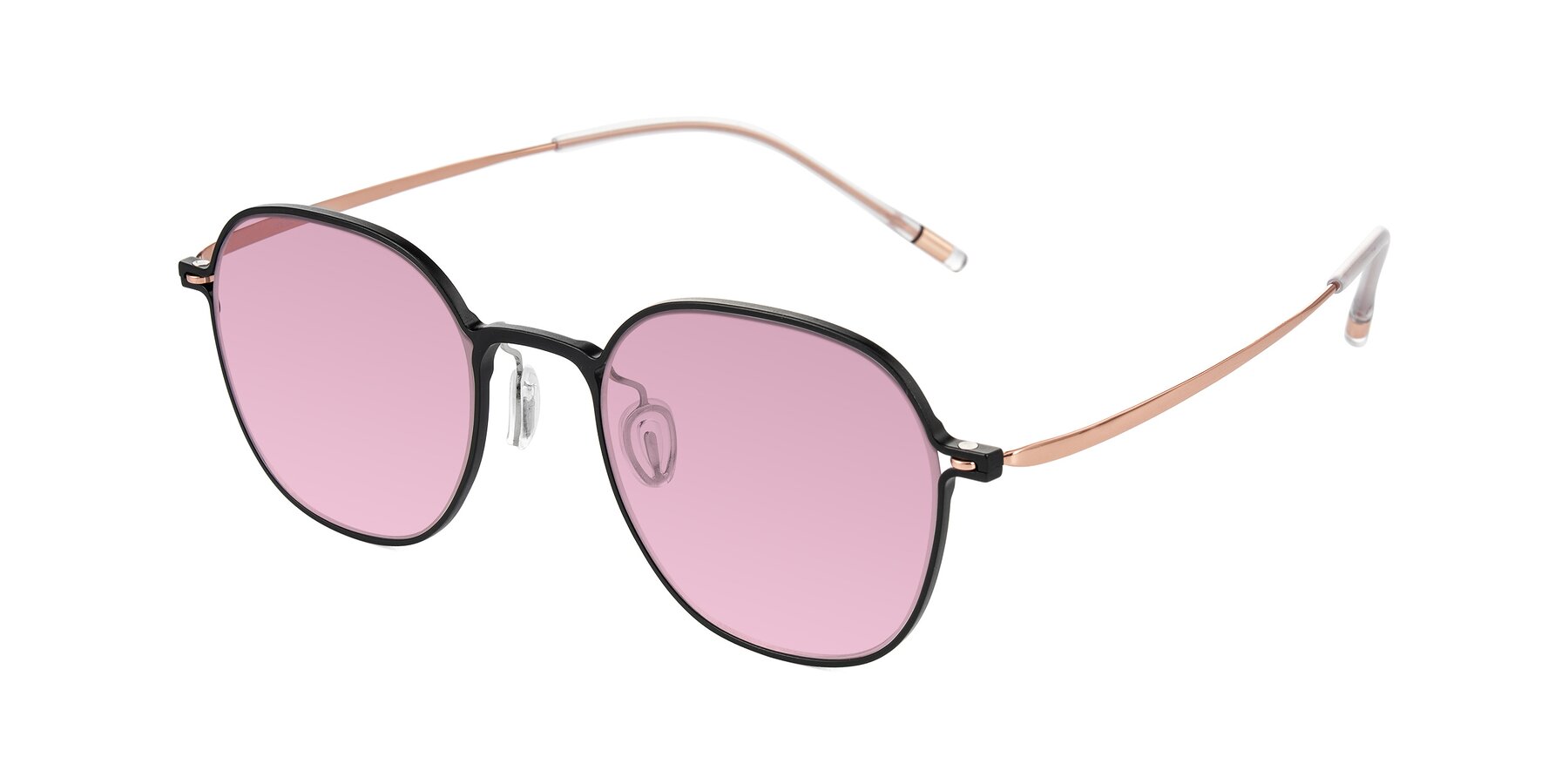 Angle of Lytle in Matte Black/Rose Glod with Light Wine Tinted Lenses