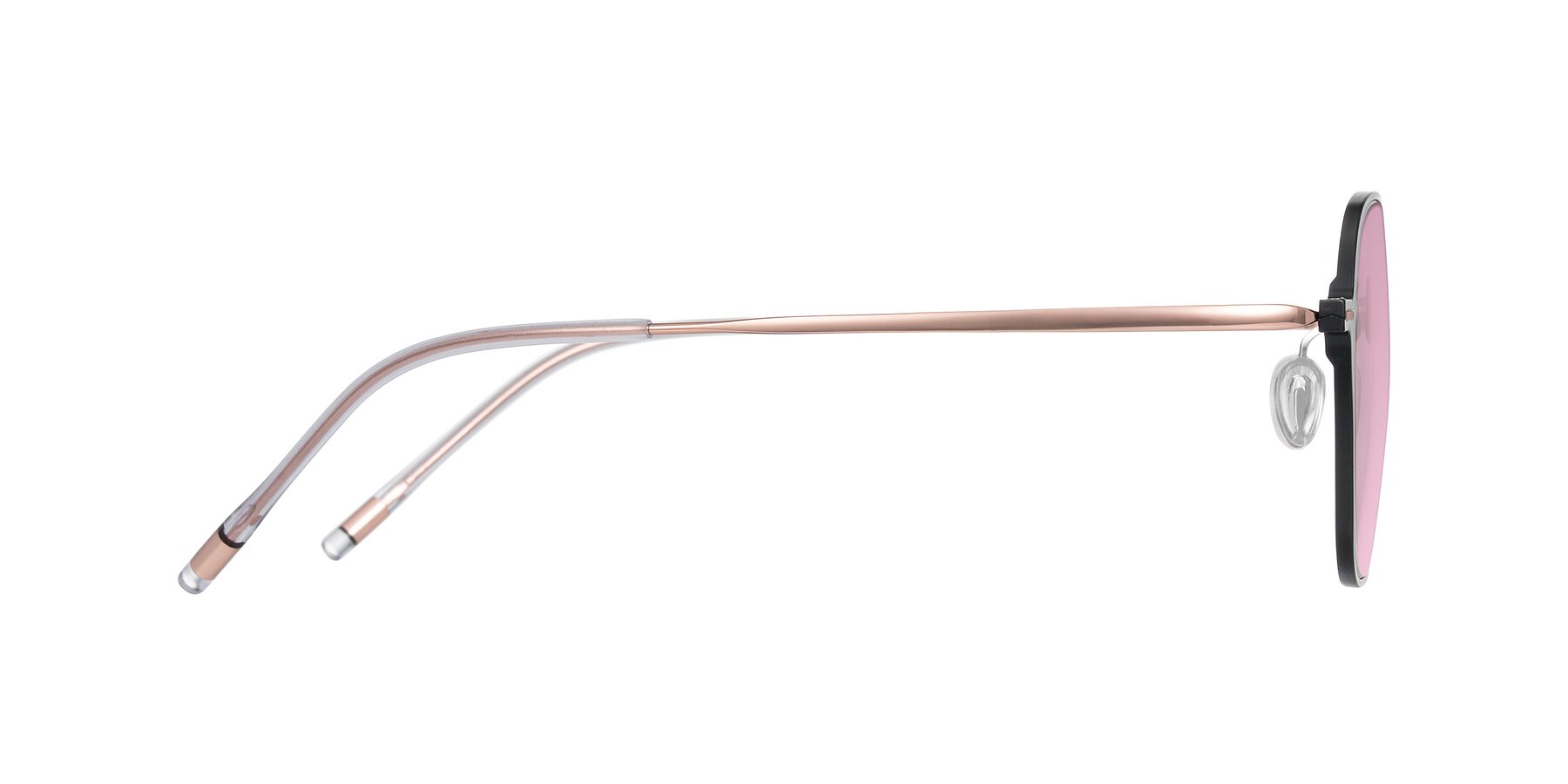Side of Lytle in Matte Black/Rose Glod with Light Wine Tinted Lenses