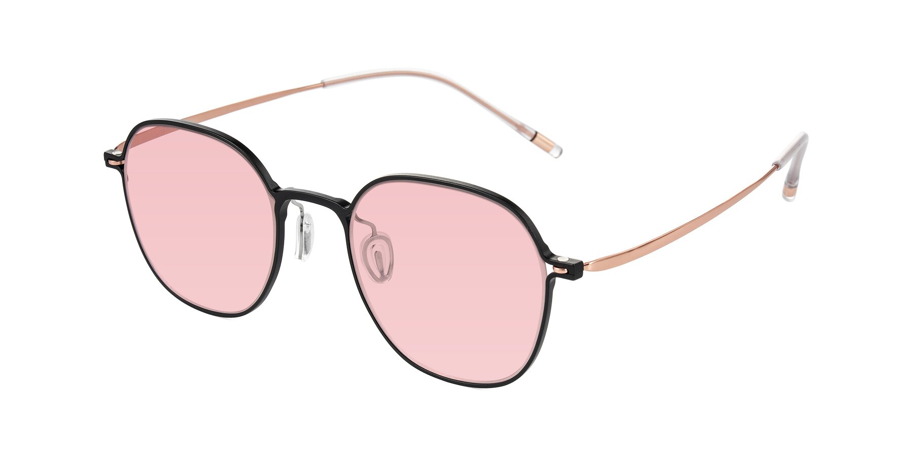 Angle of Lytle in Matte Black/Rose Glod with Light Garnet Tinted Lenses