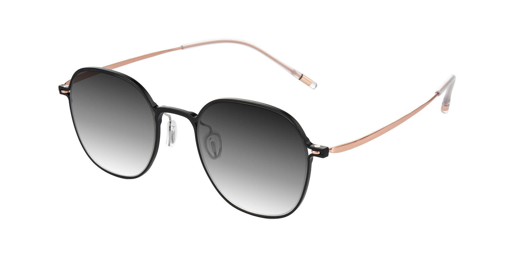 Angle of Lytle in Matte Black/Rose Glod with Gray Gradient Lenses