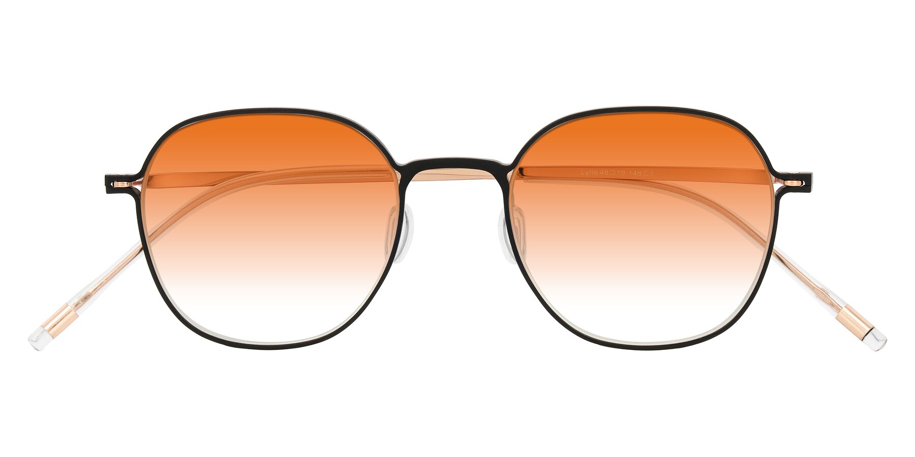 Folded Front of Lytle in Matte Black/Rose Glod with Orange Gradient Lenses