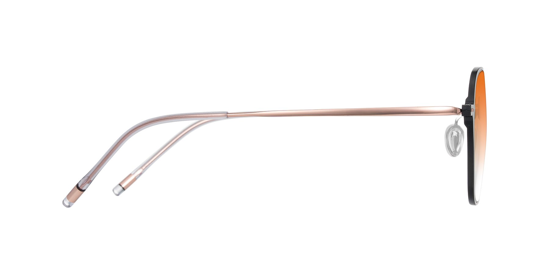 Side of Lytle in Matte Black/Rose Glod with Orange Gradient Lenses