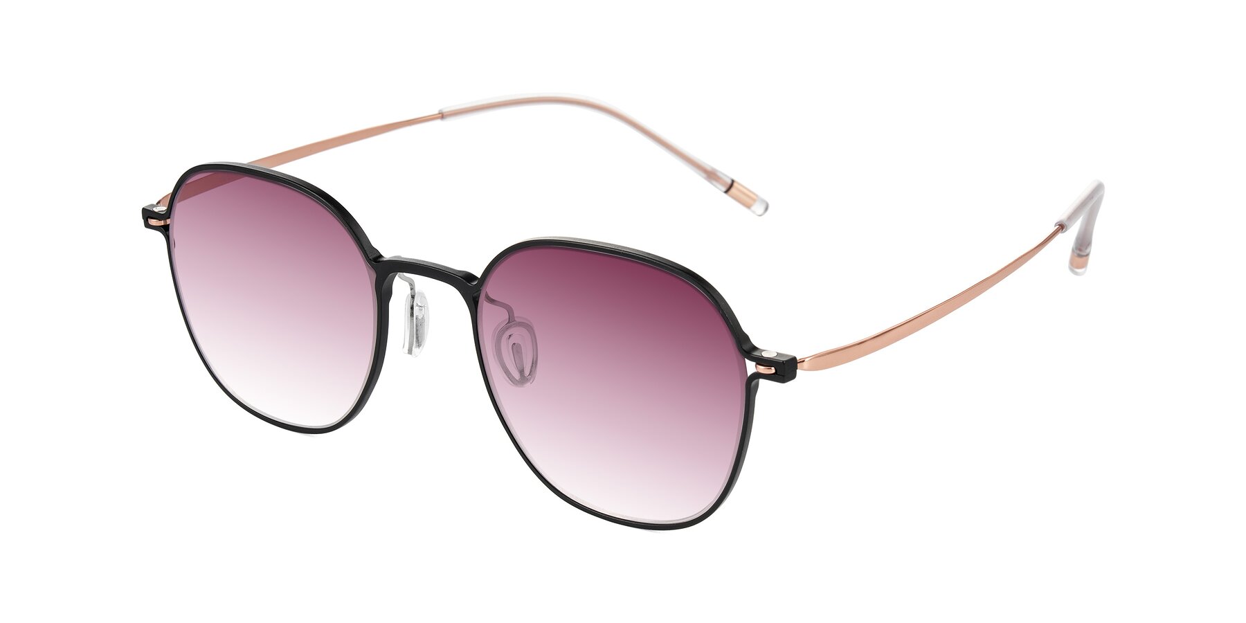 Angle of Lytle in Matte Black/Rose Glod with Wine Gradient Lenses
