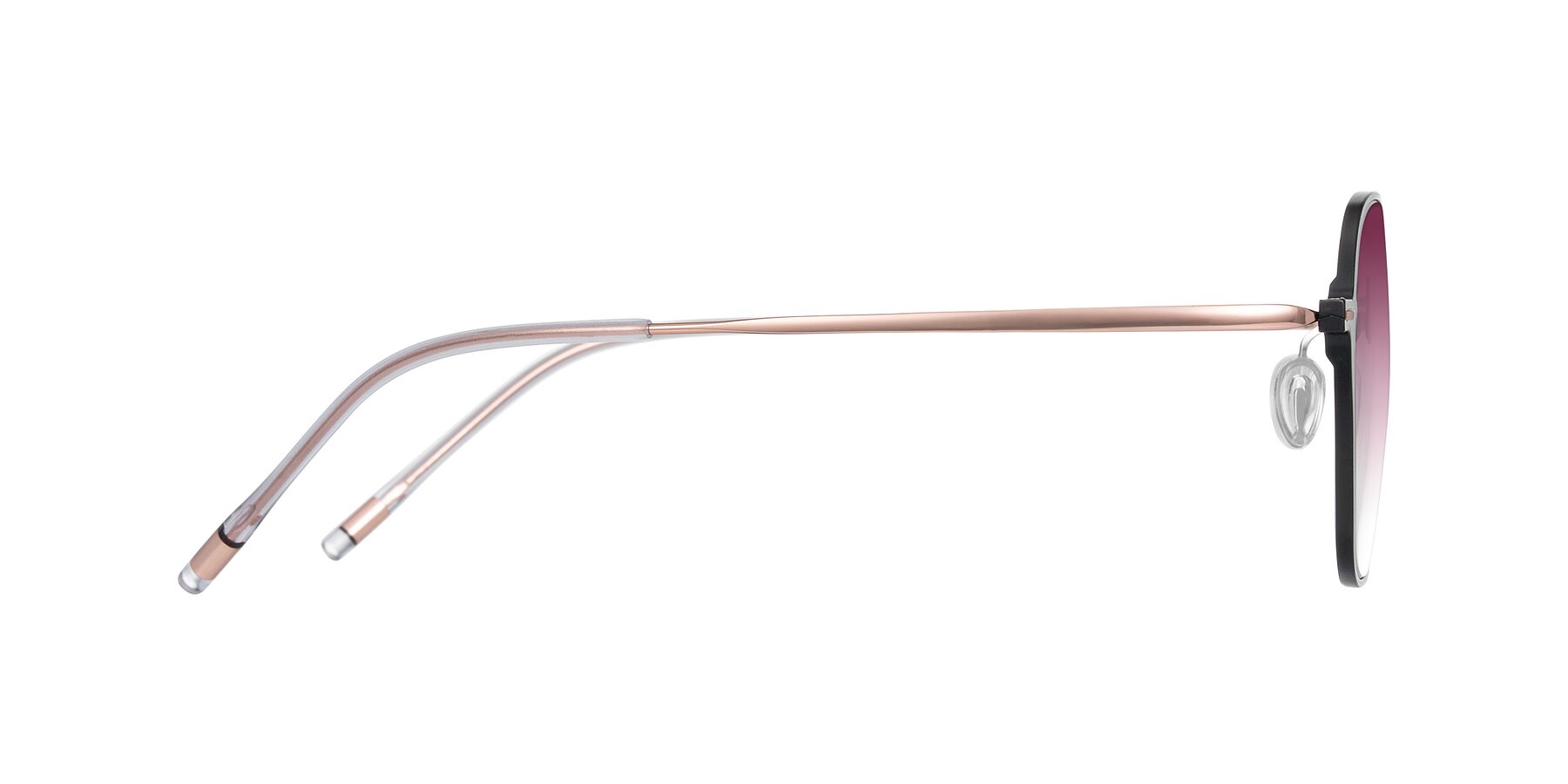 Side of Lytle in Matte Black/Rose Glod with Wine Gradient Lenses