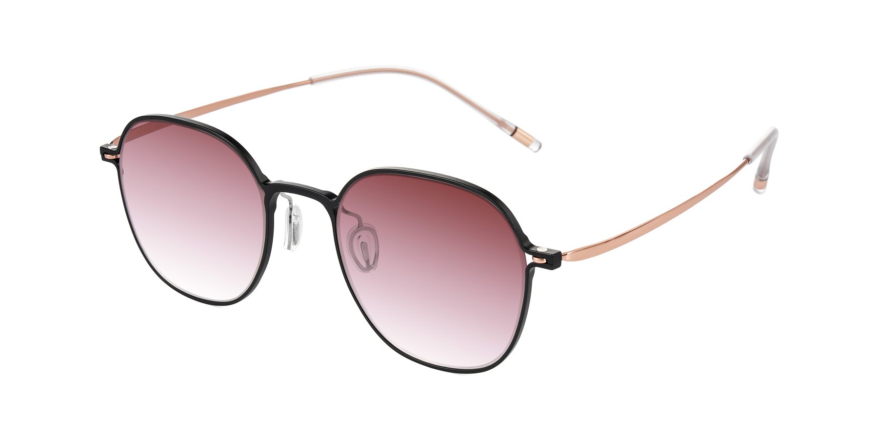 Angle of Lytle in Matte Black/Rose Glod with Garnet Gradient Lenses