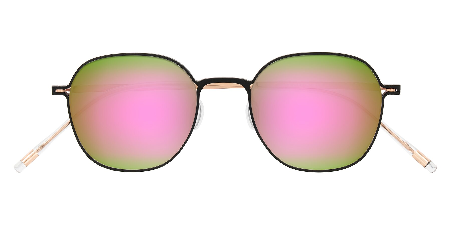 Folded Front of Lytle in Matte Black/Rose Glod with Pink Mirrored Lenses