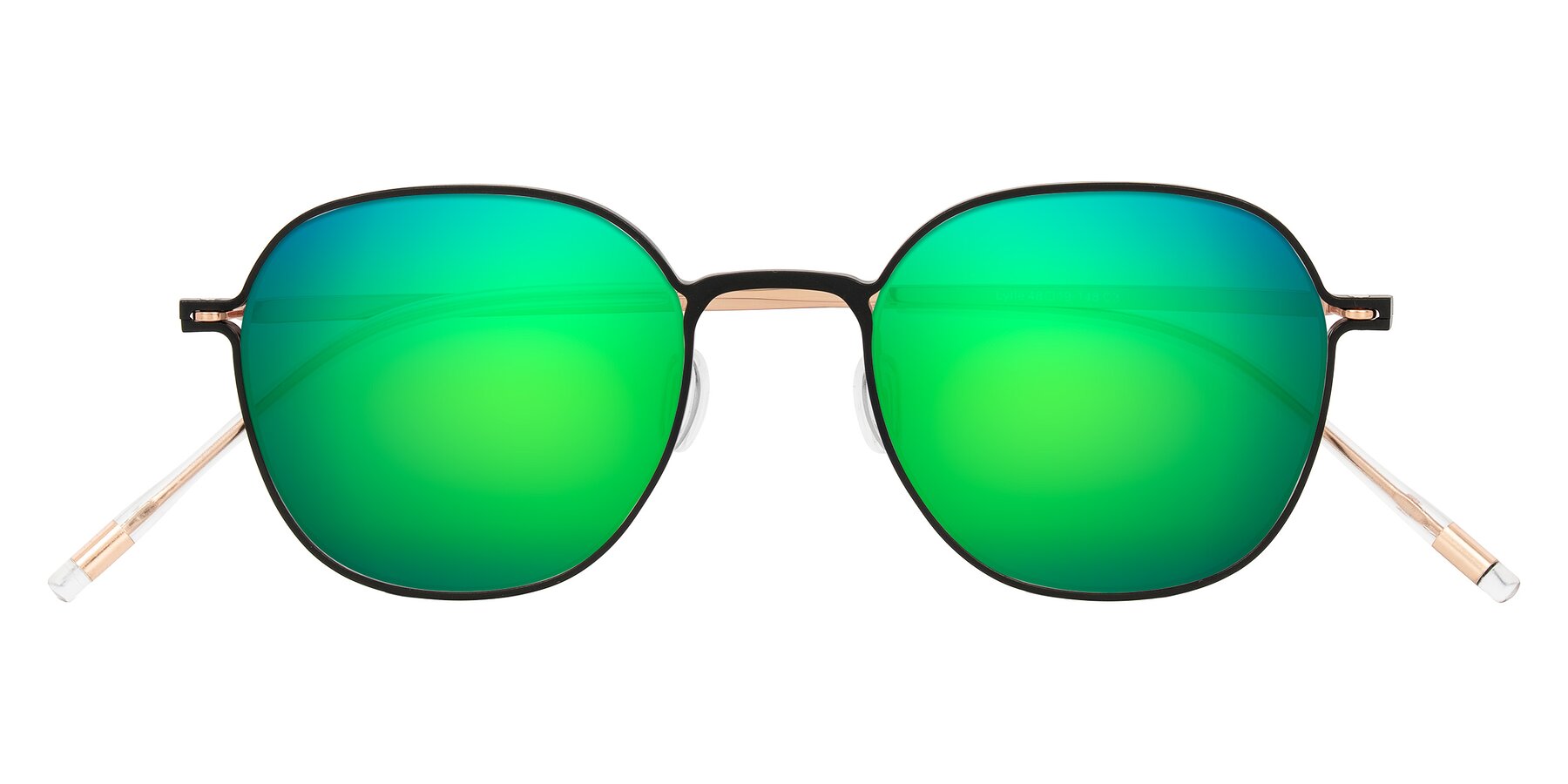 Folded Front of Lytle in Matte Black/Rose Glod with Green Mirrored Lenses