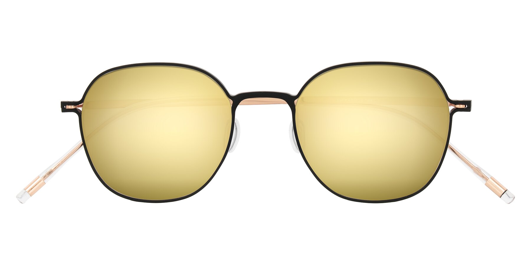 Folded Front of Lytle in Matte Black/Rose Glod with Gold Mirrored Lenses