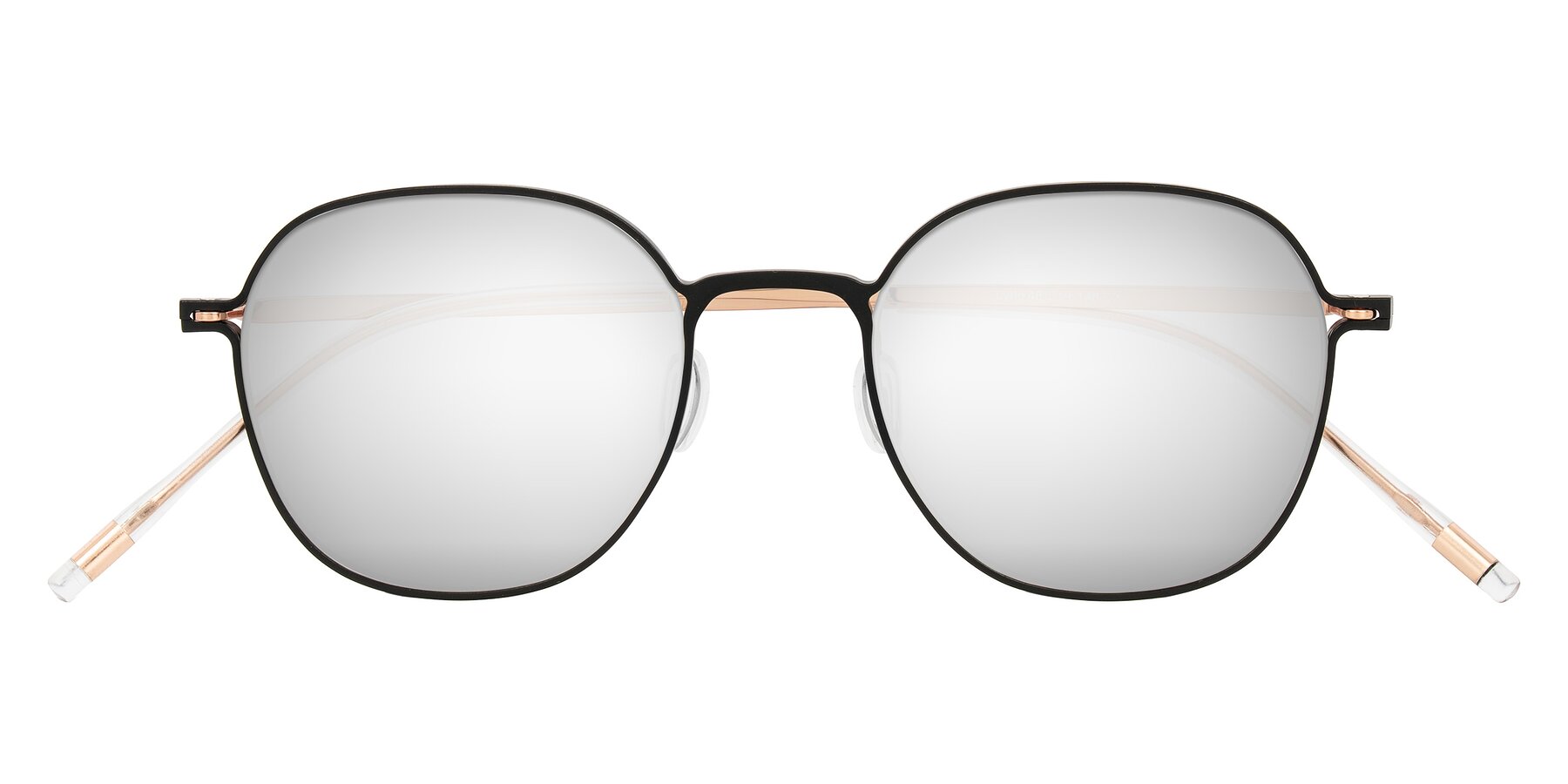 Folded Front of Lytle in Matte Black/Rose Glod with Silver Mirrored Lenses