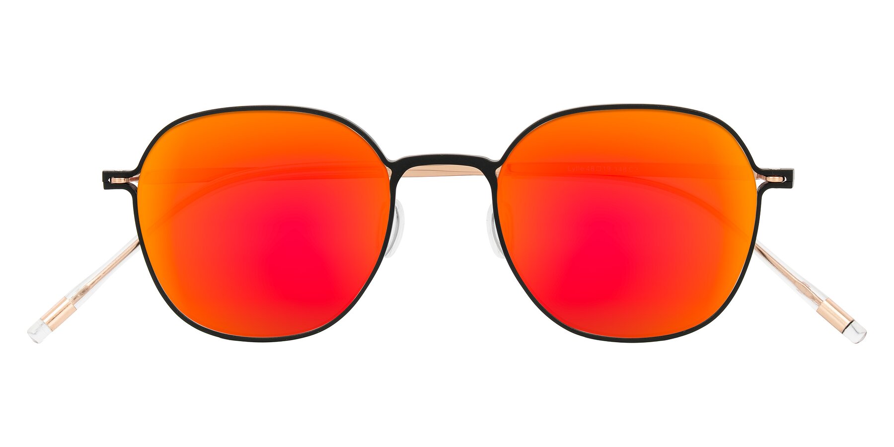 Folded Front of Lytle in Matte Black/Rose Glod with Red Gold Mirrored Lenses