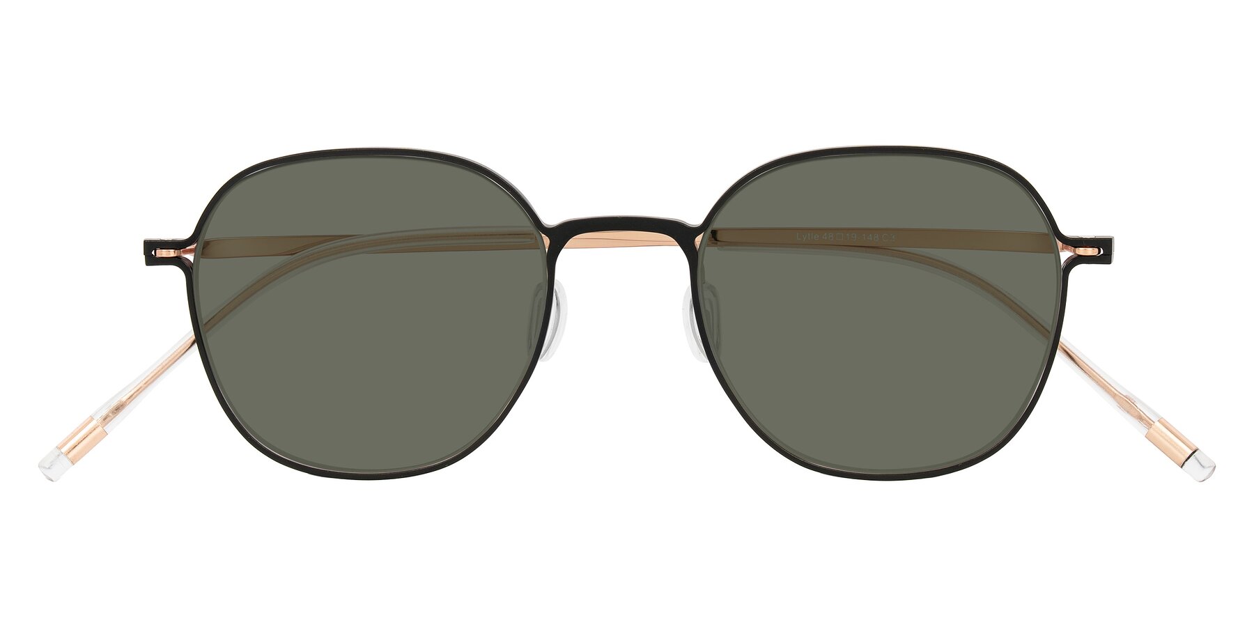 Folded Front of Lytle in Matte Black/Rose Glod with Gray Polarized Lenses
