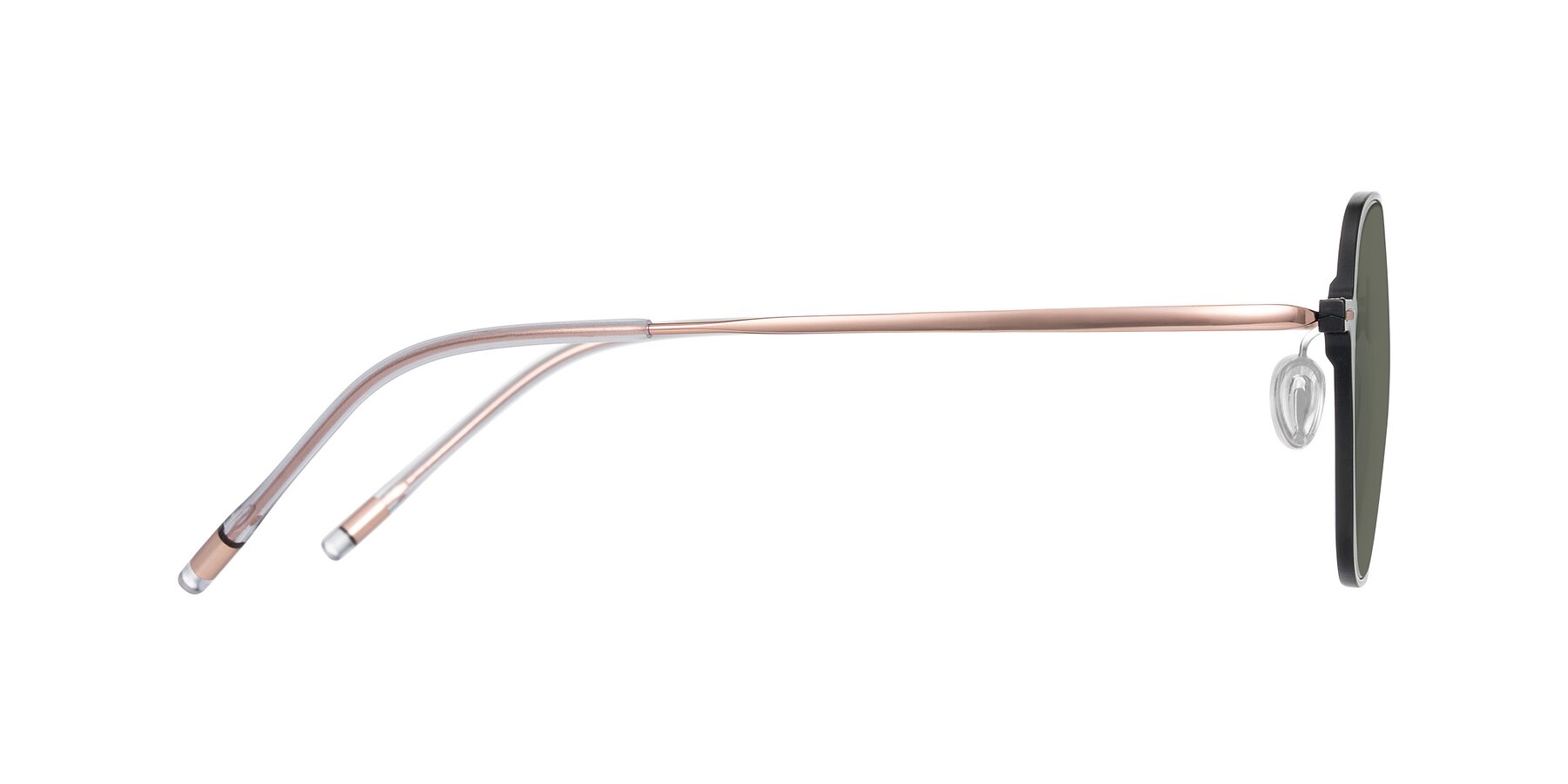 Side of Lytle in Matte Black/Rose Glod with Gray Polarized Lenses