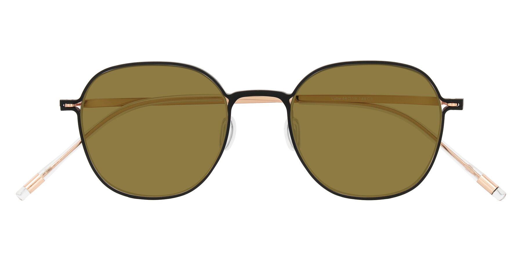 Folded Front of Lytle in Matte Black/Rose Glod with Brown Polarized Lenses