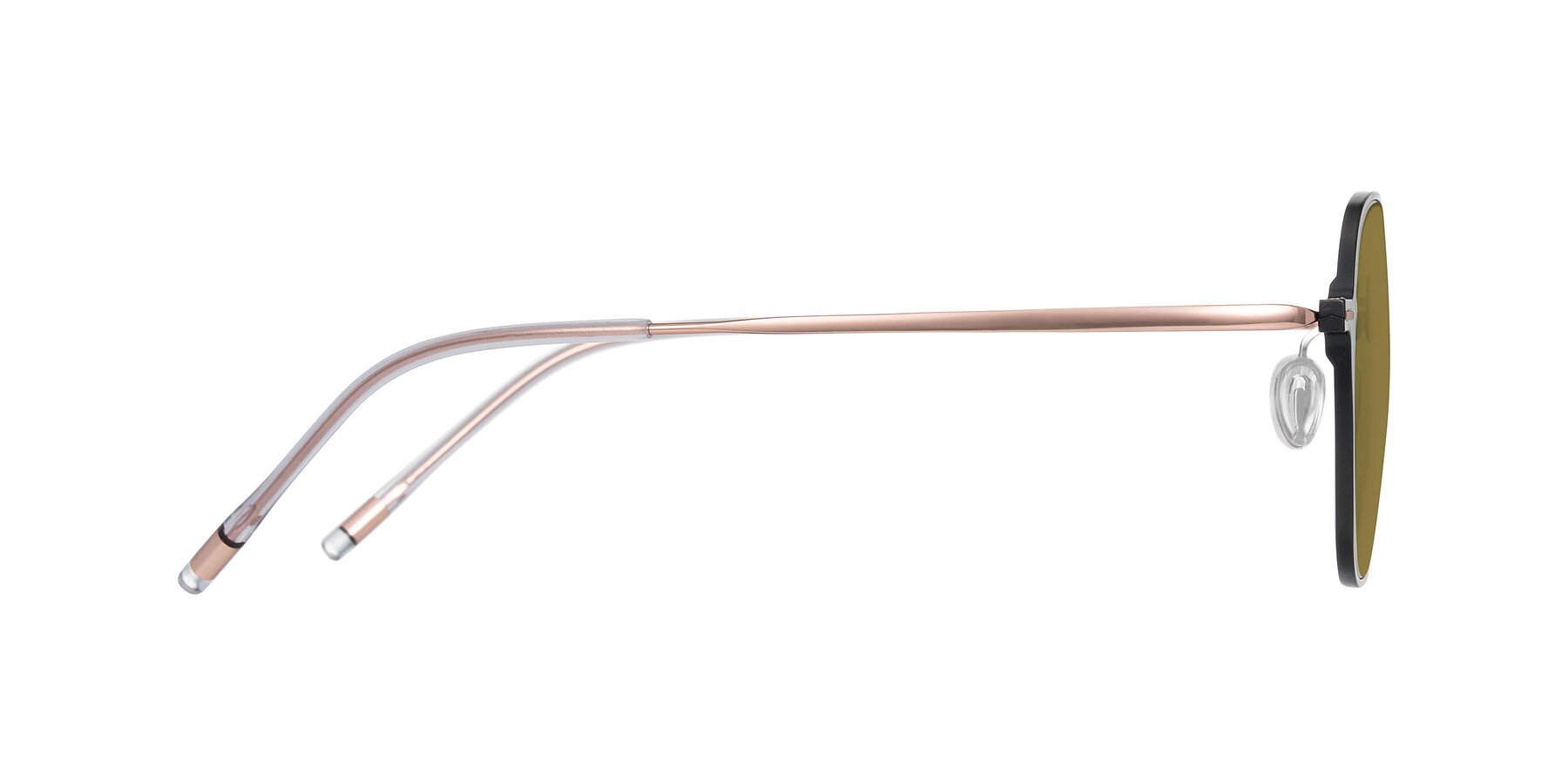 Side of Lytle in Matte Black/Rose Glod with Brown Polarized Lenses