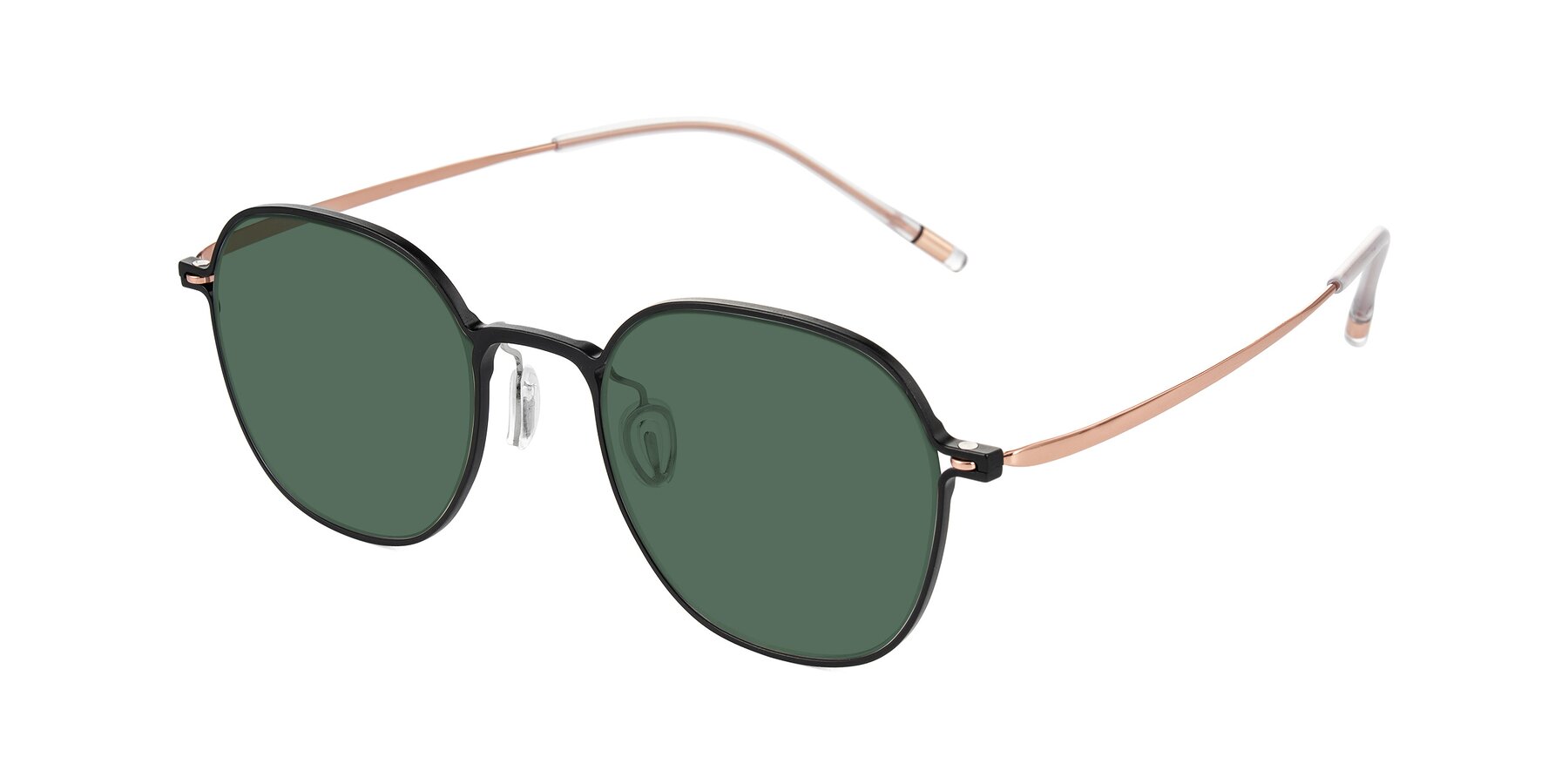 Angle of Lytle in Matte Black/Rose Glod with Green Polarized Lenses