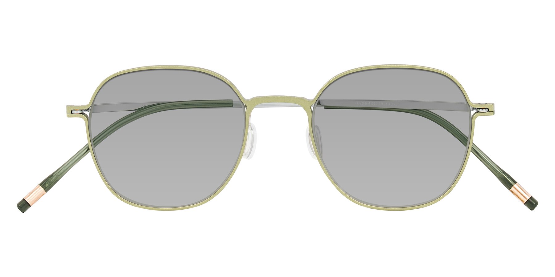 Folded Front of Lytle in Matte Olive/Silver with Light Gray Tinted Lenses