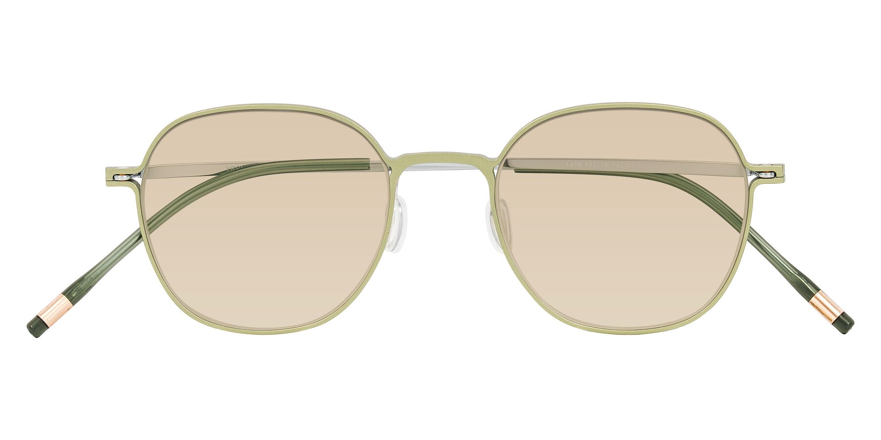 Folded Front of Lytle in Matte Olive/Silver with Light Brown Tinted Lenses