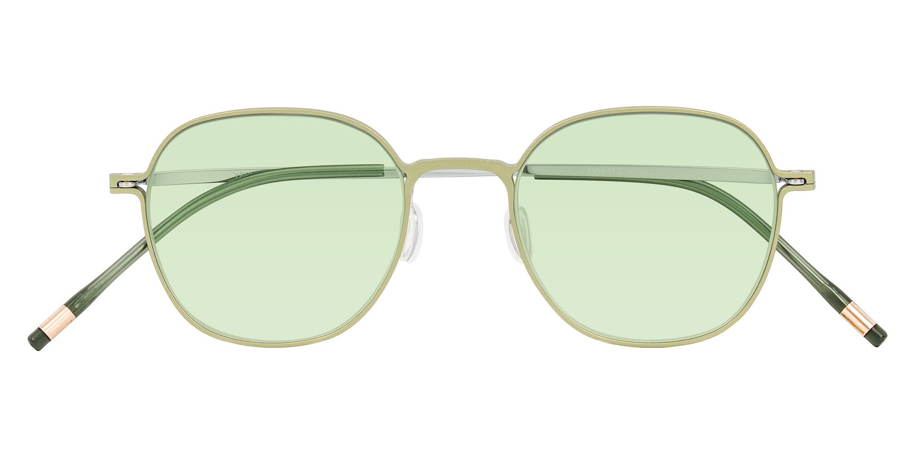 Folded Front of Lytle in Matte Olive/Silver with Light Green Tinted Lenses