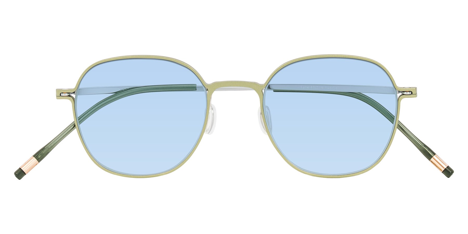 Folded Front of Lytle in Matte Olive/Silver with Light Blue Tinted Lenses