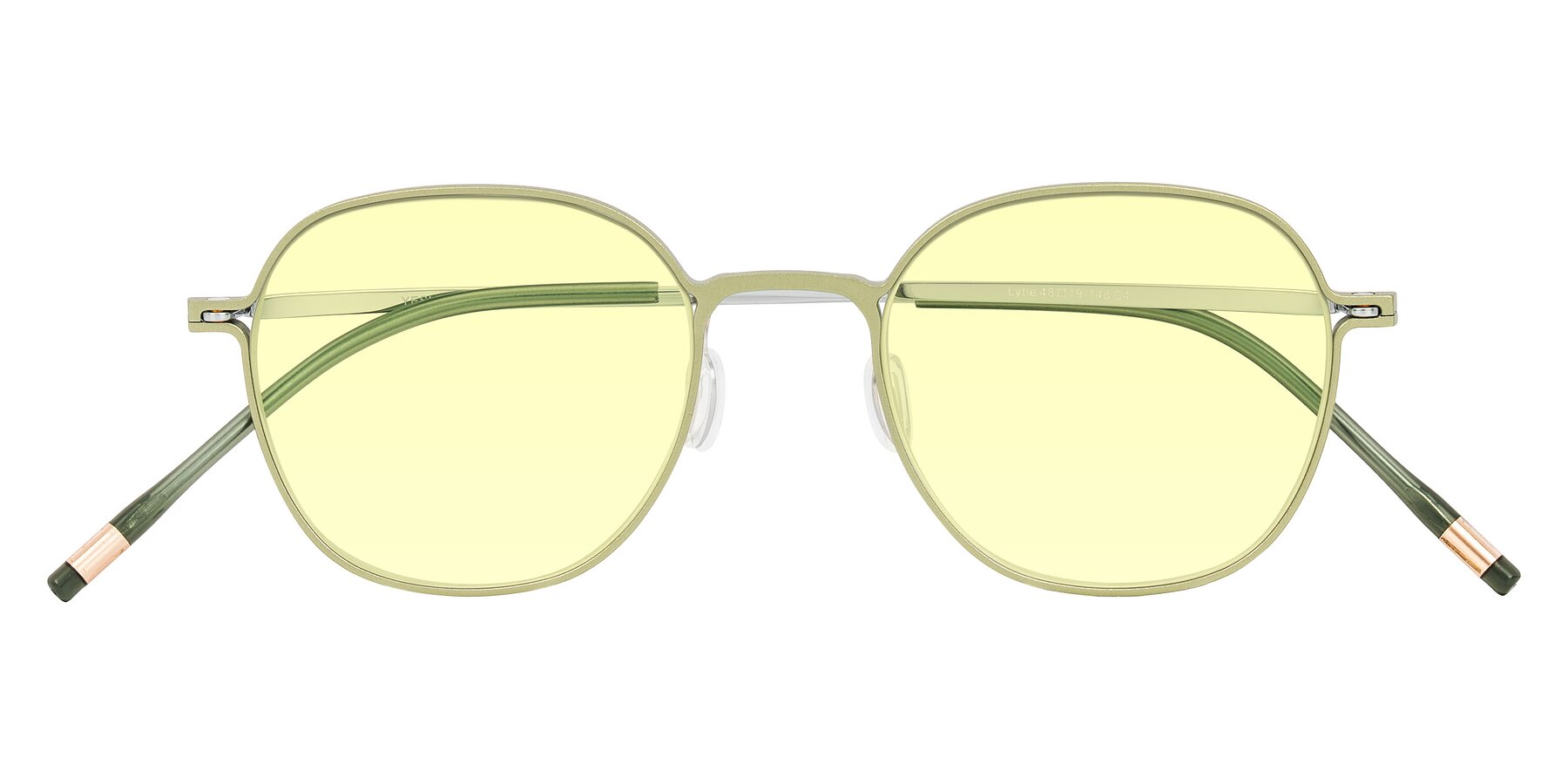 Folded Front of Lytle in Matte Olive/Silver with Light Yellow Tinted Lenses