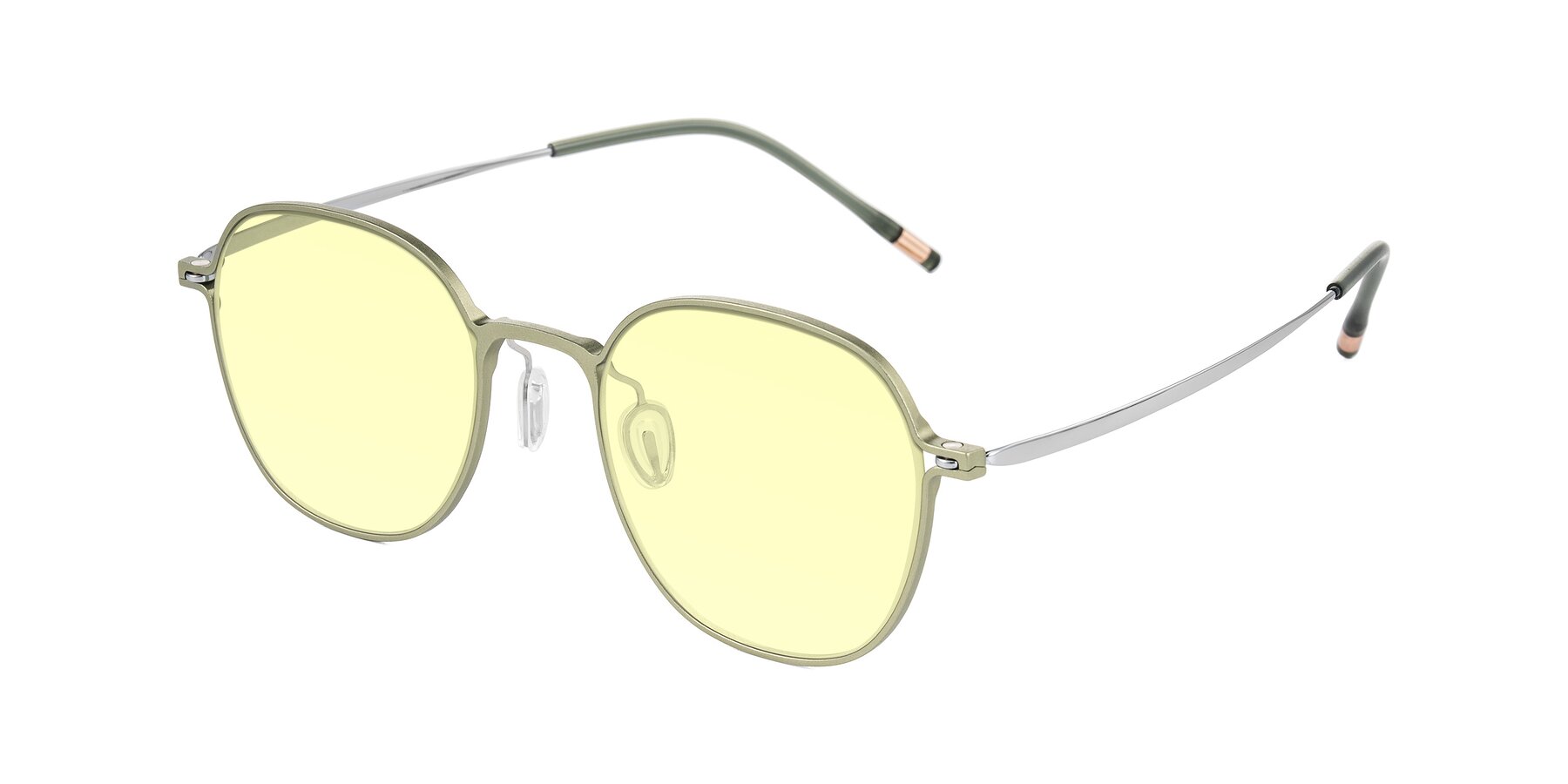 Angle of Lytle in Matte Olive/Silver with Light Yellow Tinted Lenses