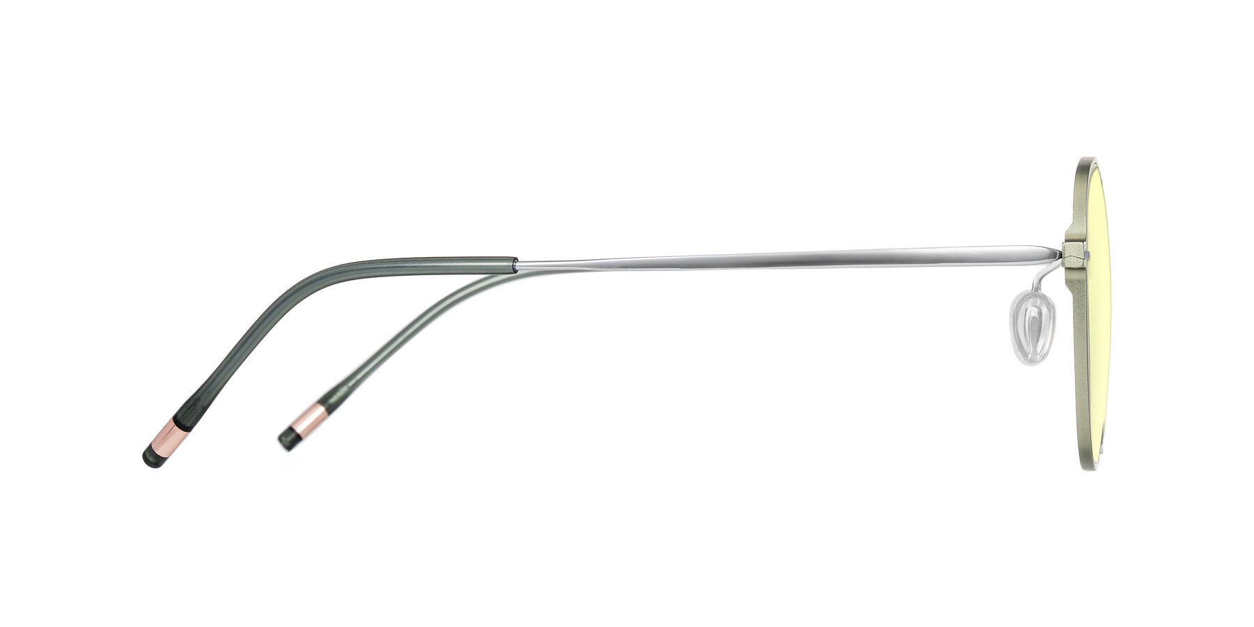 Side of Lytle in Matte Olive/Silver with Light Yellow Tinted Lenses