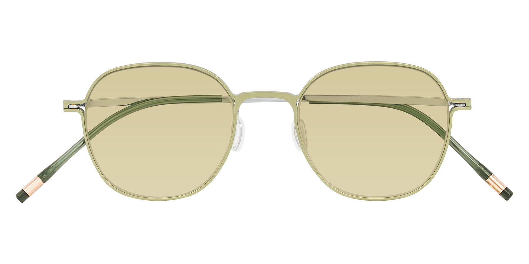 Folded Front of Lytle in Matte Olive/Silver with Light Champagne Tinted Lenses