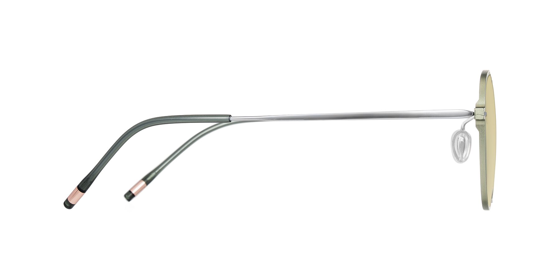 Side of Lytle in Matte Olive/Silver with Light Champagne Tinted Lenses