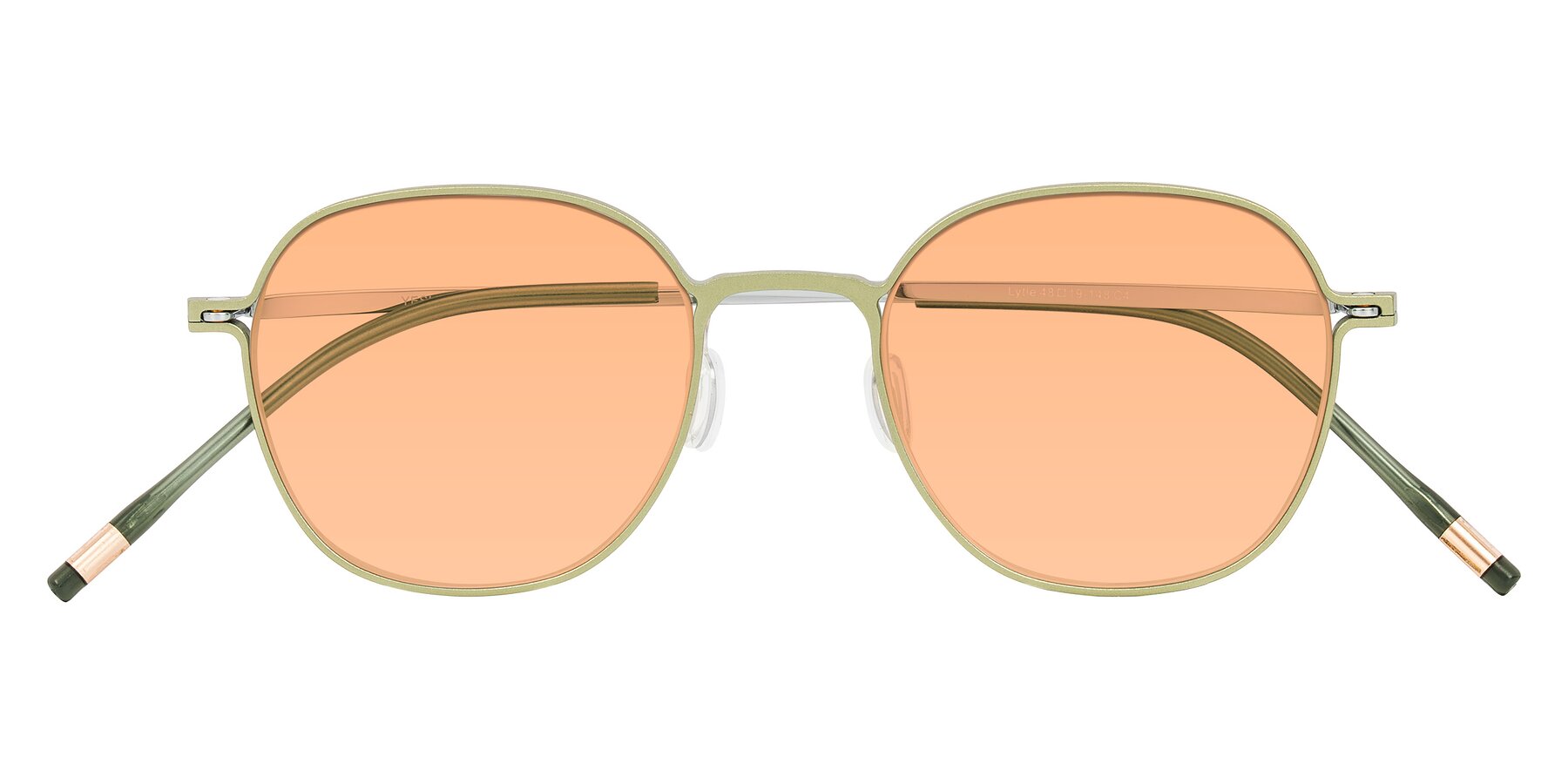 Folded Front of Lytle in Matte Olive/Silver with Light Orange Tinted Lenses