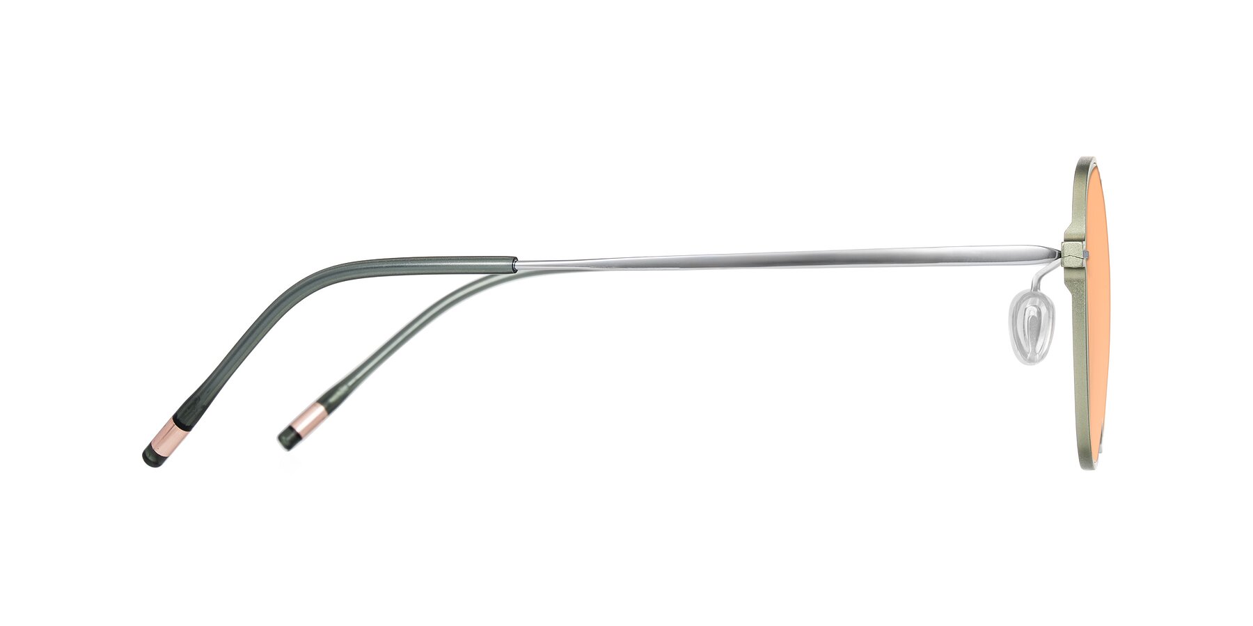 Side of Lytle in Matte Olive/Silver with Light Orange Tinted Lenses