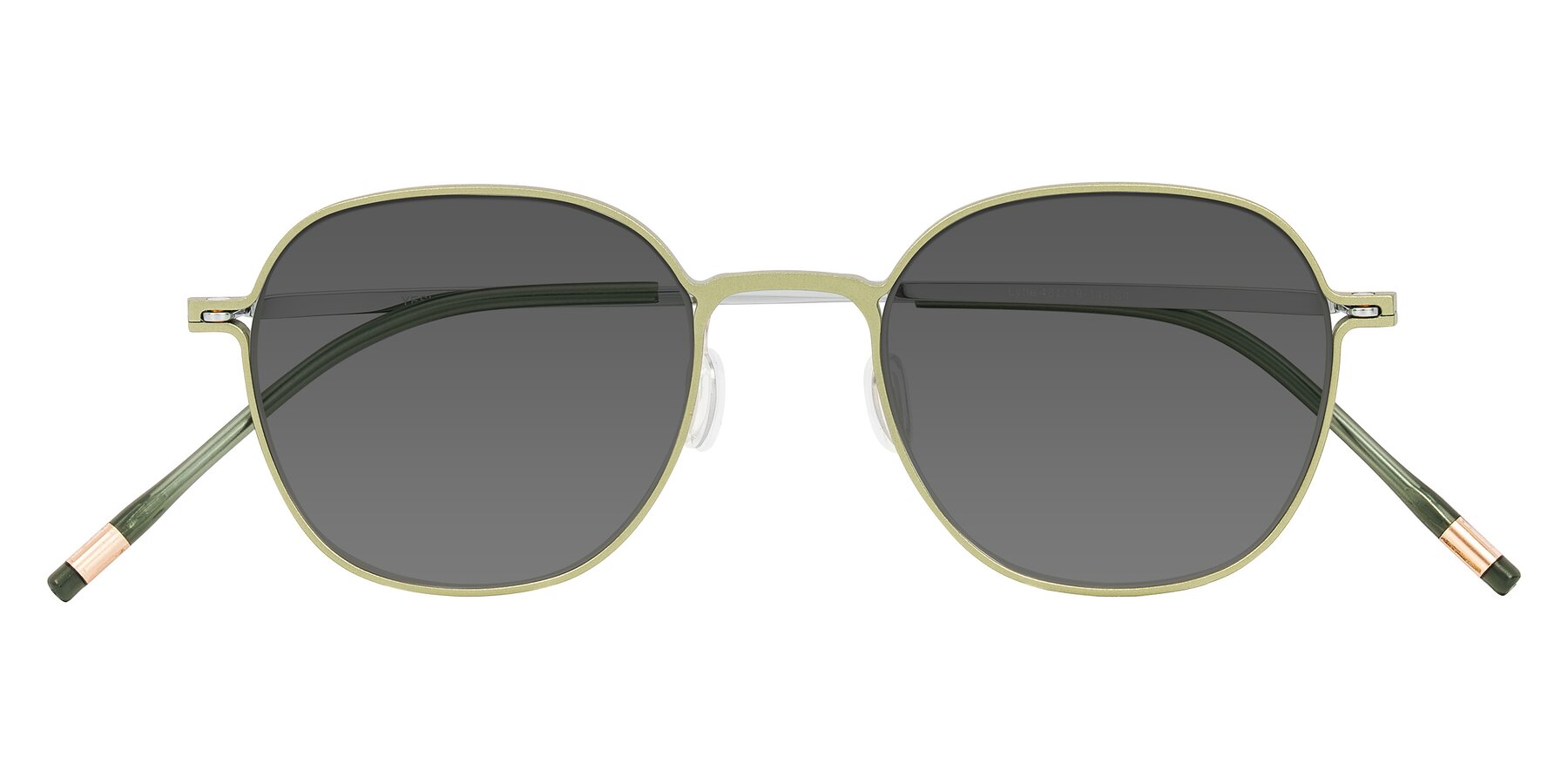 Folded Front of Lytle in Matte Olive/Silver with Medium Gray Tinted Lenses