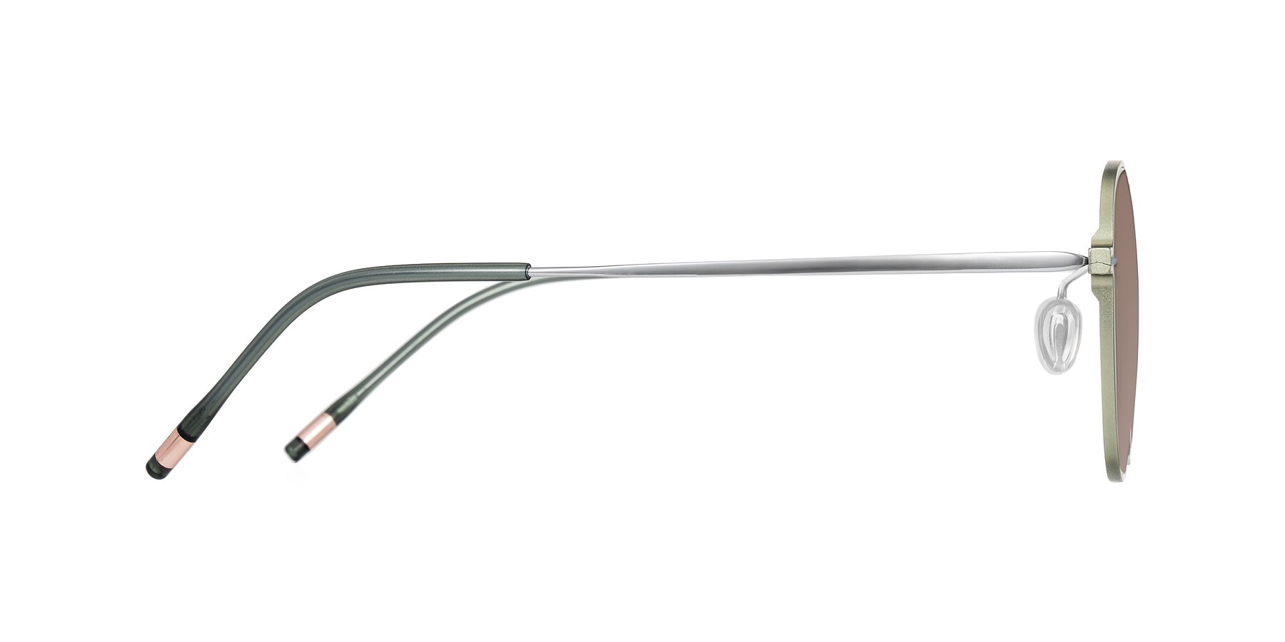 Side of Lytle in Matte Olive/Silver with Medium Brown Tinted Lenses