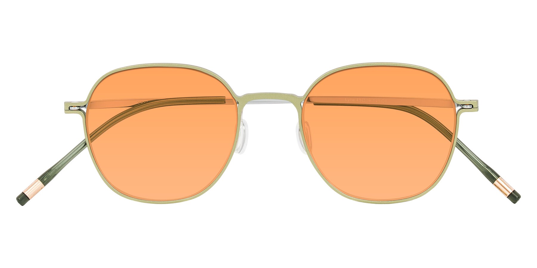 Folded Front of Lytle in Matte Olive/Silver with Medium Orange Tinted Lenses