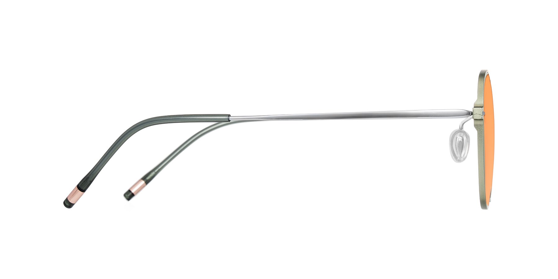 Side of Lytle in Matte Olive/Silver with Medium Orange Tinted Lenses
