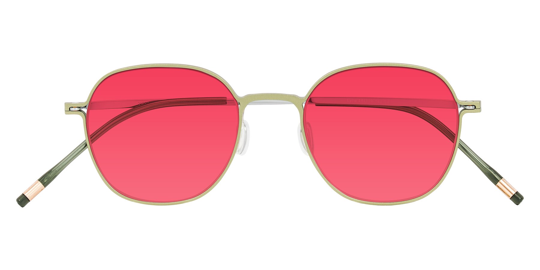 Folded Front of Lytle in Matte Olive/Silver with Red Tinted Lenses