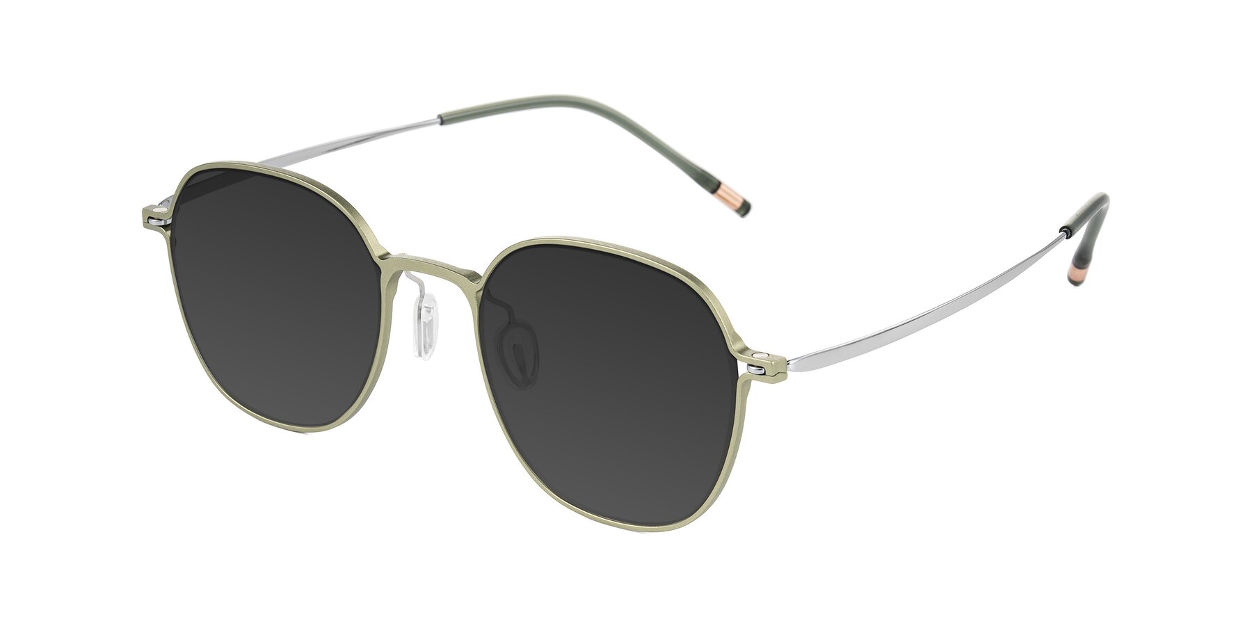 Angle of Lytle in Matte Olive/Silver with Gray Tinted Lenses