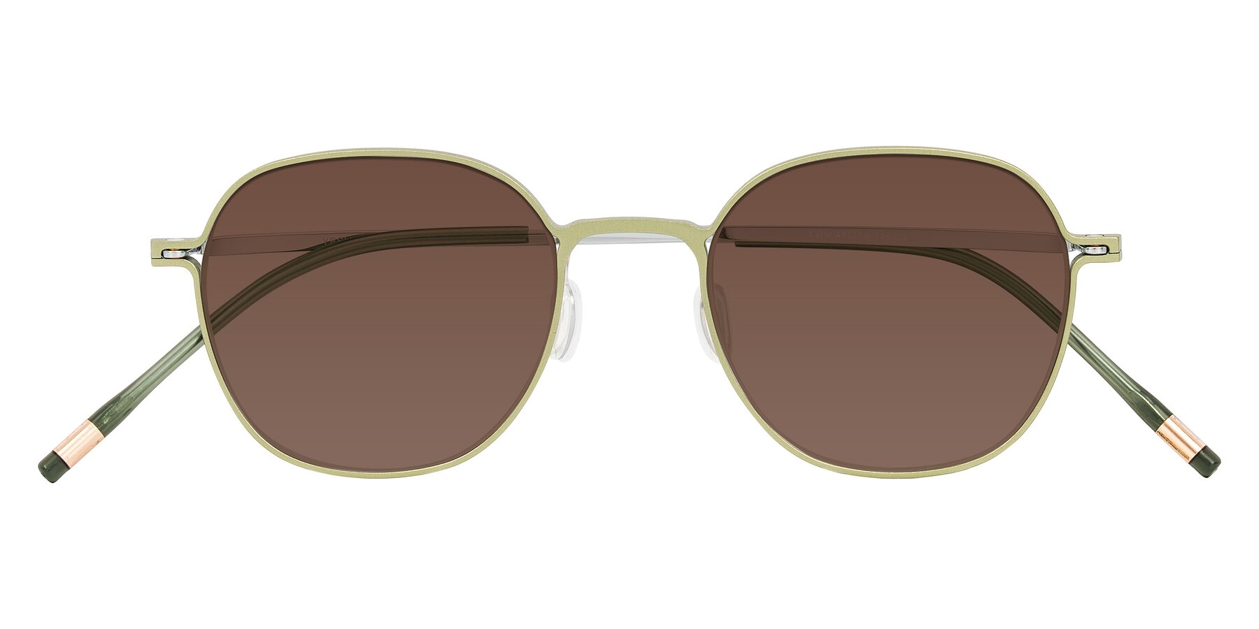 Folded Front of Lytle in Matte Olive/Silver with Brown Tinted Lenses