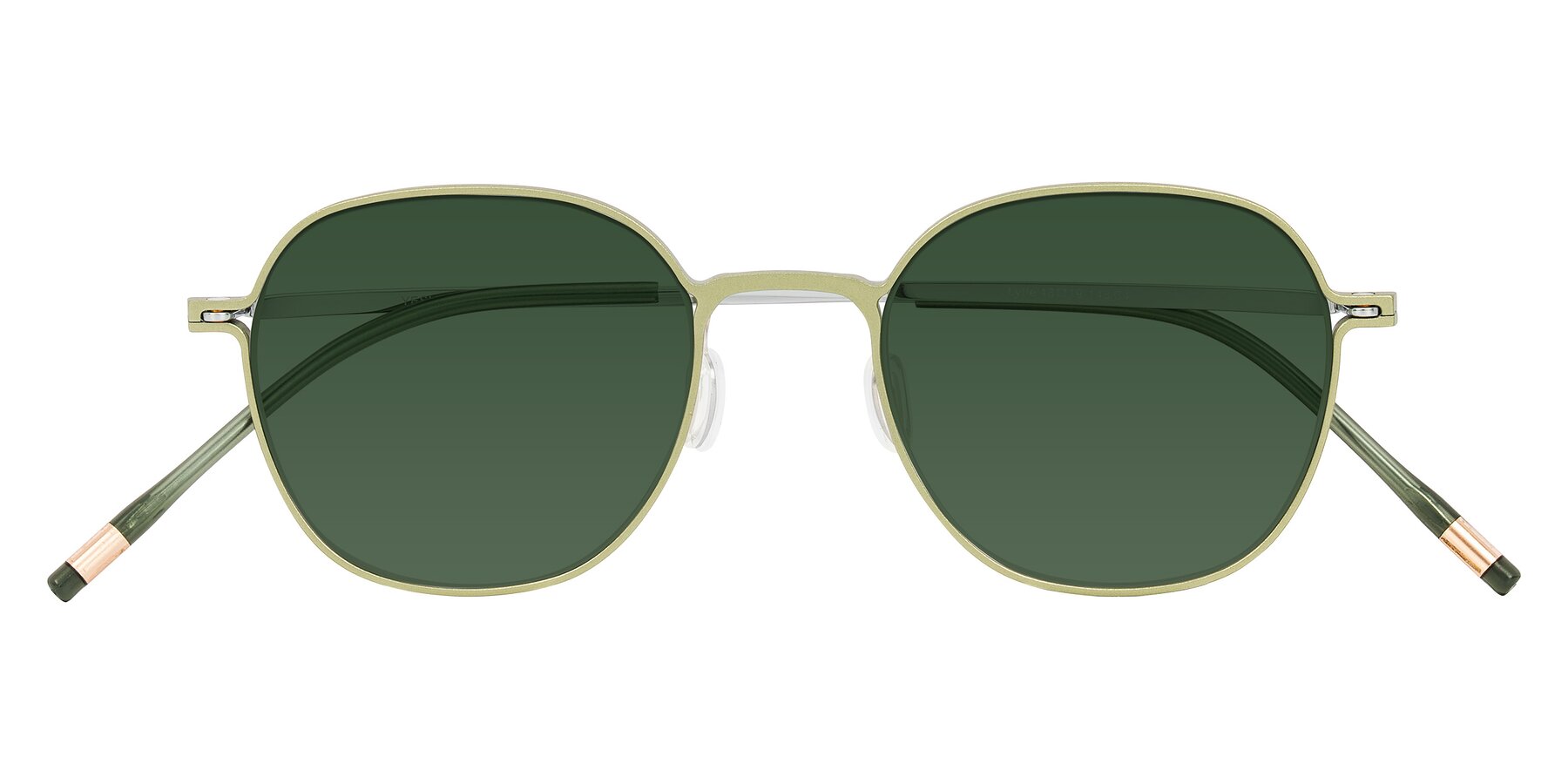 Folded Front of Lytle in Matte Olive/Silver with Green Tinted Lenses