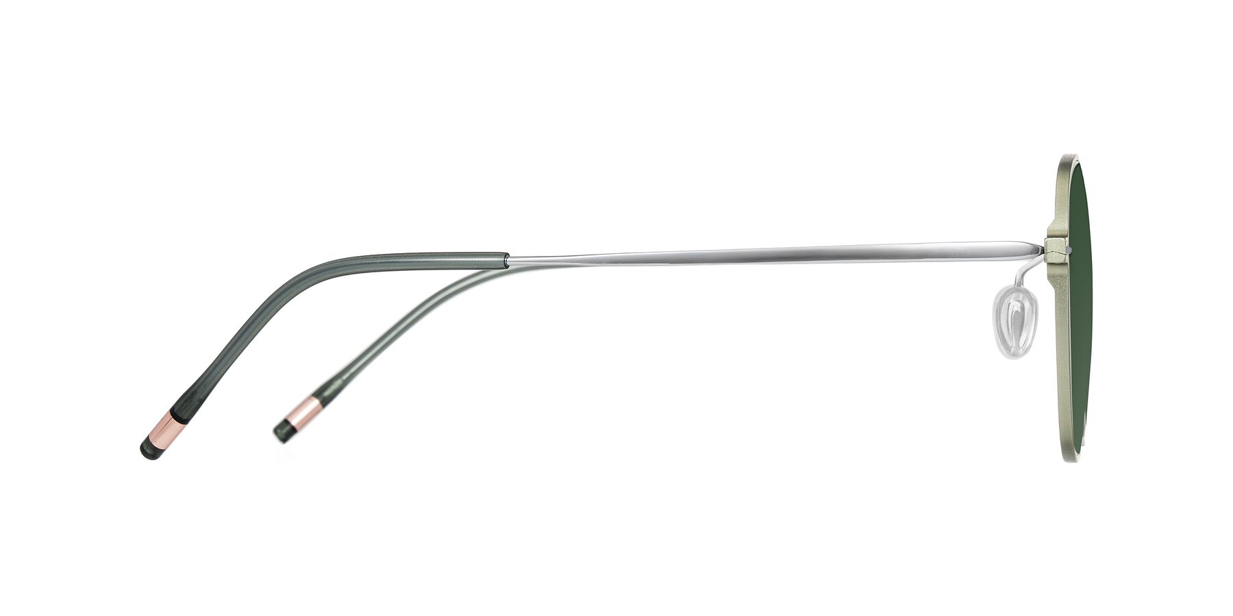 Side of Lytle in Matte Olive/Silver with Green Tinted Lenses
