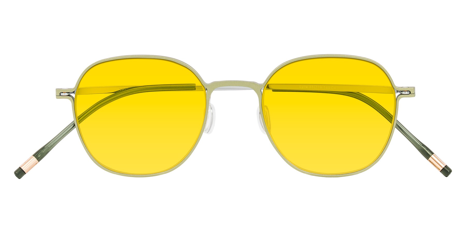 Folded Front of Lytle in Matte Olive/Silver with Yellow Tinted Lenses