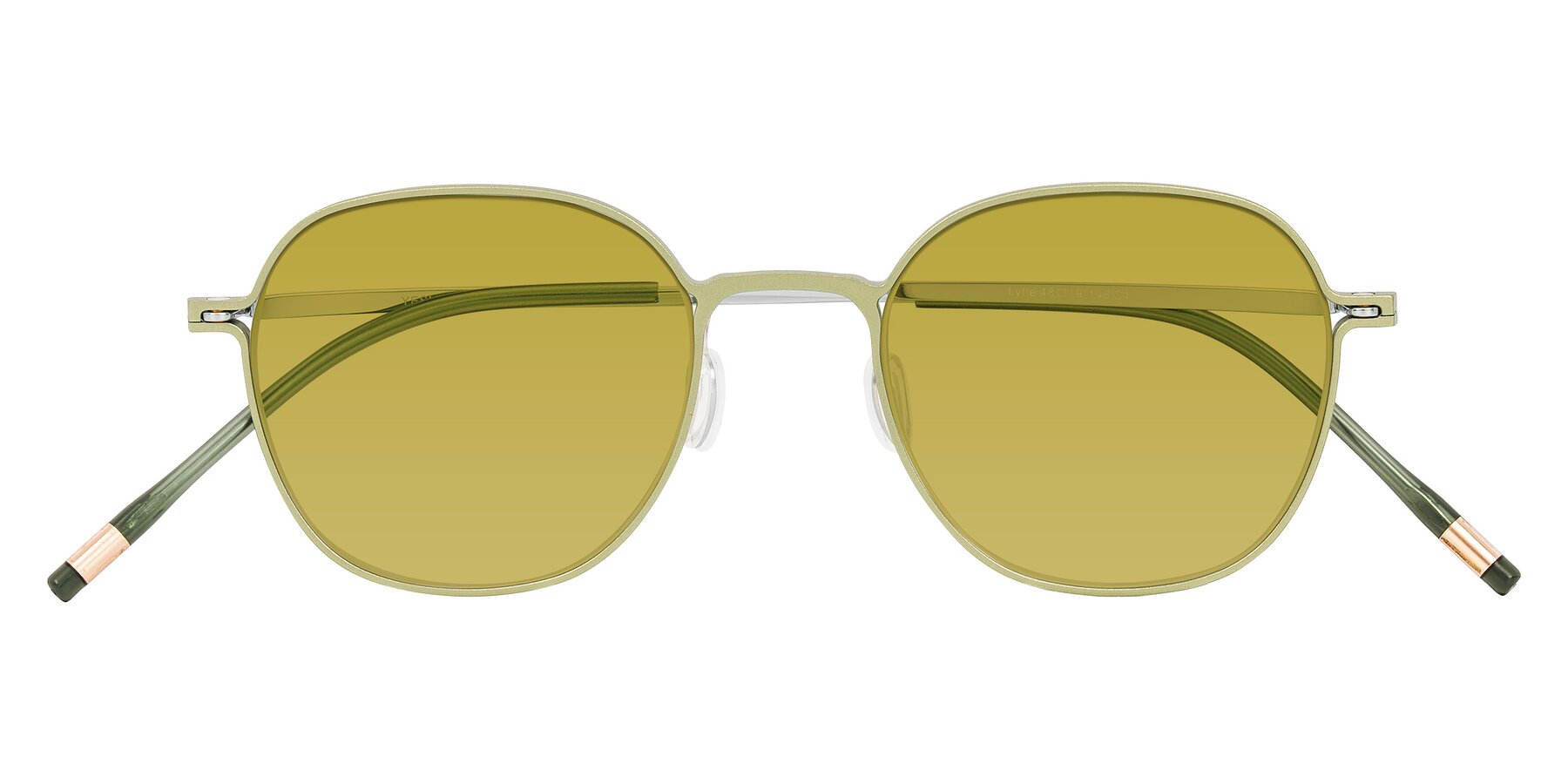 Folded Front of Lytle in Matte Olive/Silver with Champagne Tinted Lenses