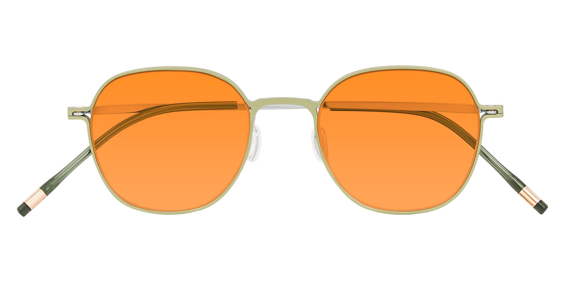 Folded Front of Lytle in Matte Olive/Silver with Orange Tinted Lenses