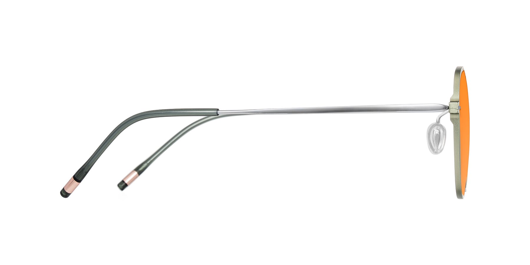 Side of Lytle in Matte Olive/Silver with Orange Tinted Lenses