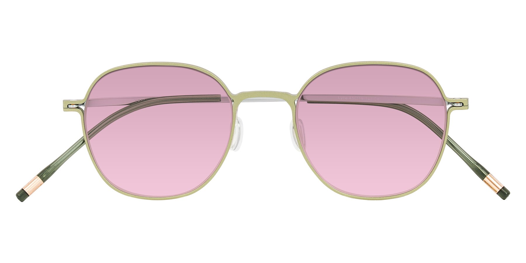 Folded Front of Lytle in Matte Olive/Silver with Light Wine Tinted Lenses