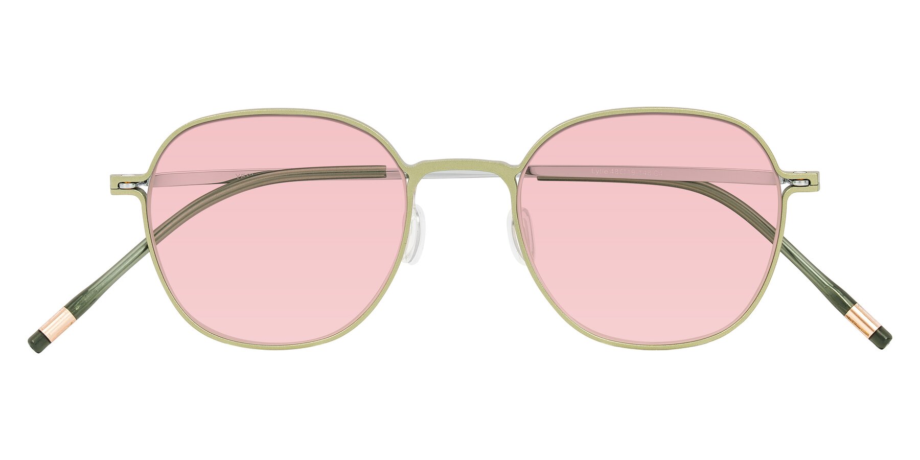 Folded Front of Lytle in Matte Olive/Silver with Light Garnet Tinted Lenses