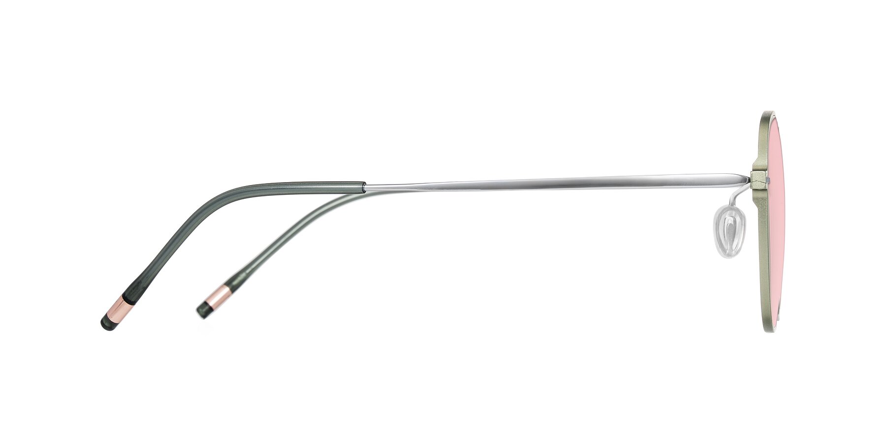 Side of Lytle in Matte Olive/Silver with Light Garnet Tinted Lenses