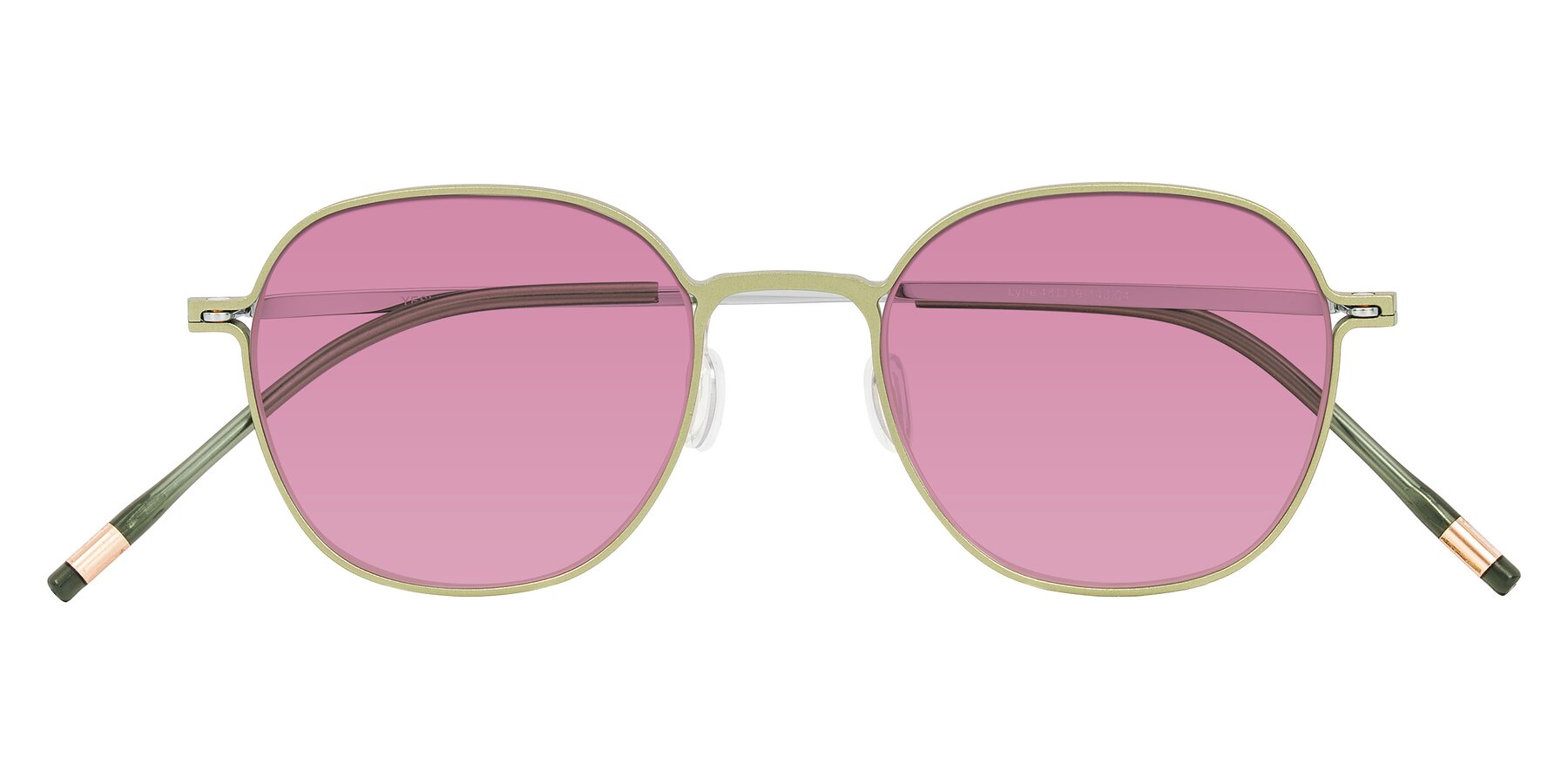 Folded Front of Lytle in Matte Olive/Silver with Medium Wine Tinted Lenses